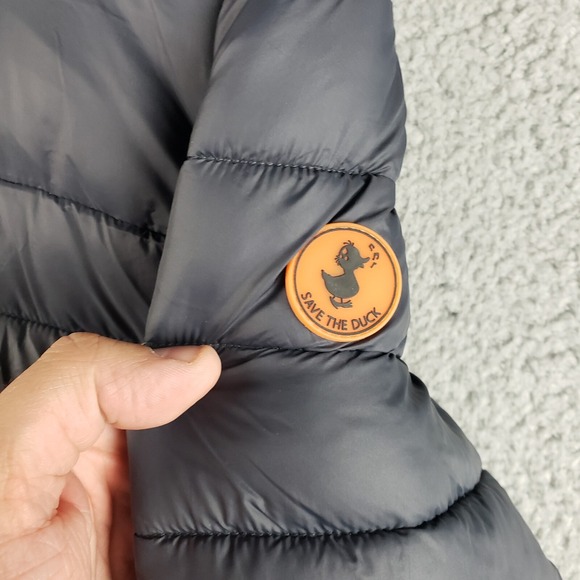 Save The Duck Ultra Light Puffer Jacket Youth 14 Navy Blue Pockets Full Zip - Picture 2 of 8